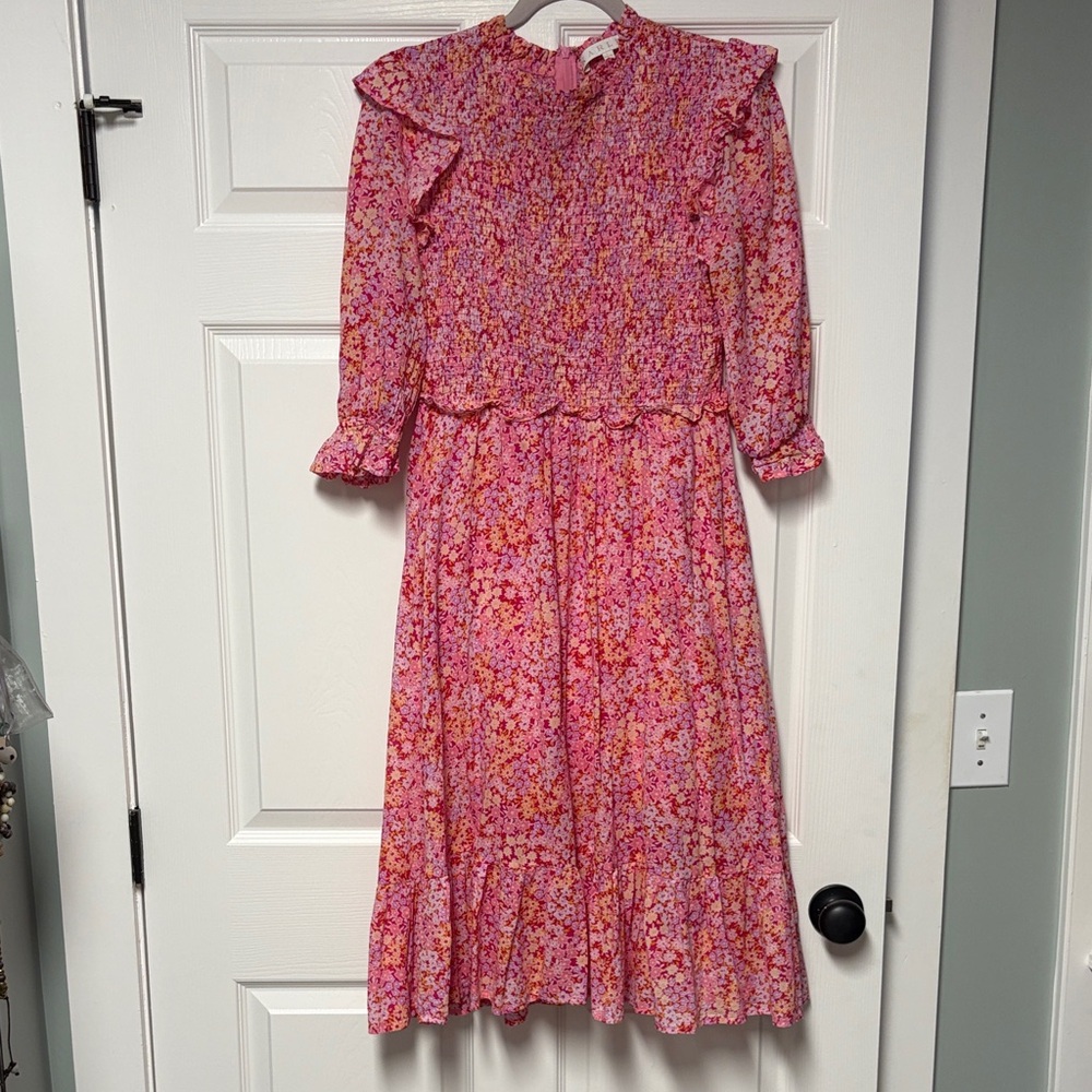 Karlie Pink Floral Midi Dress